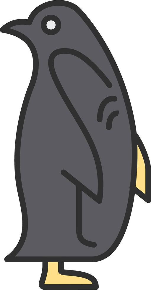 pingüino línea lleno ligero icono vector