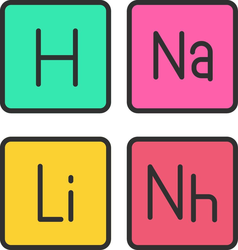 Periodic Table Line Filled Light Icon vector