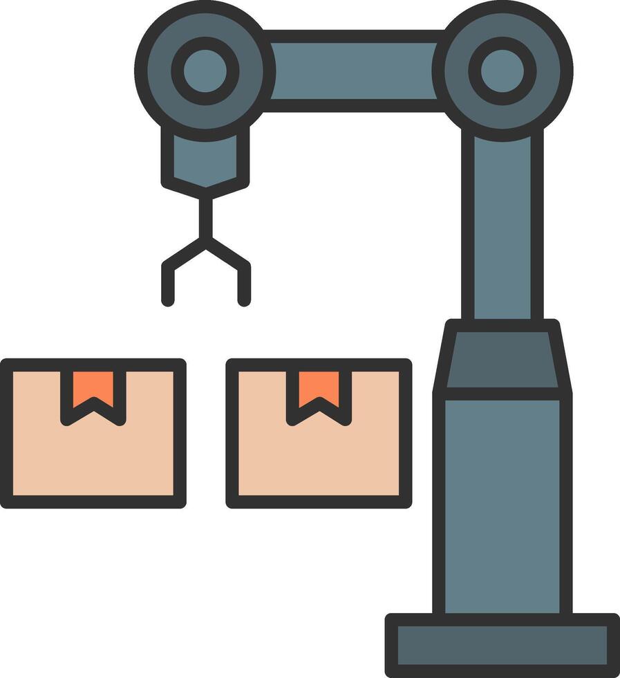 industrial robot línea lleno ligero icono vector