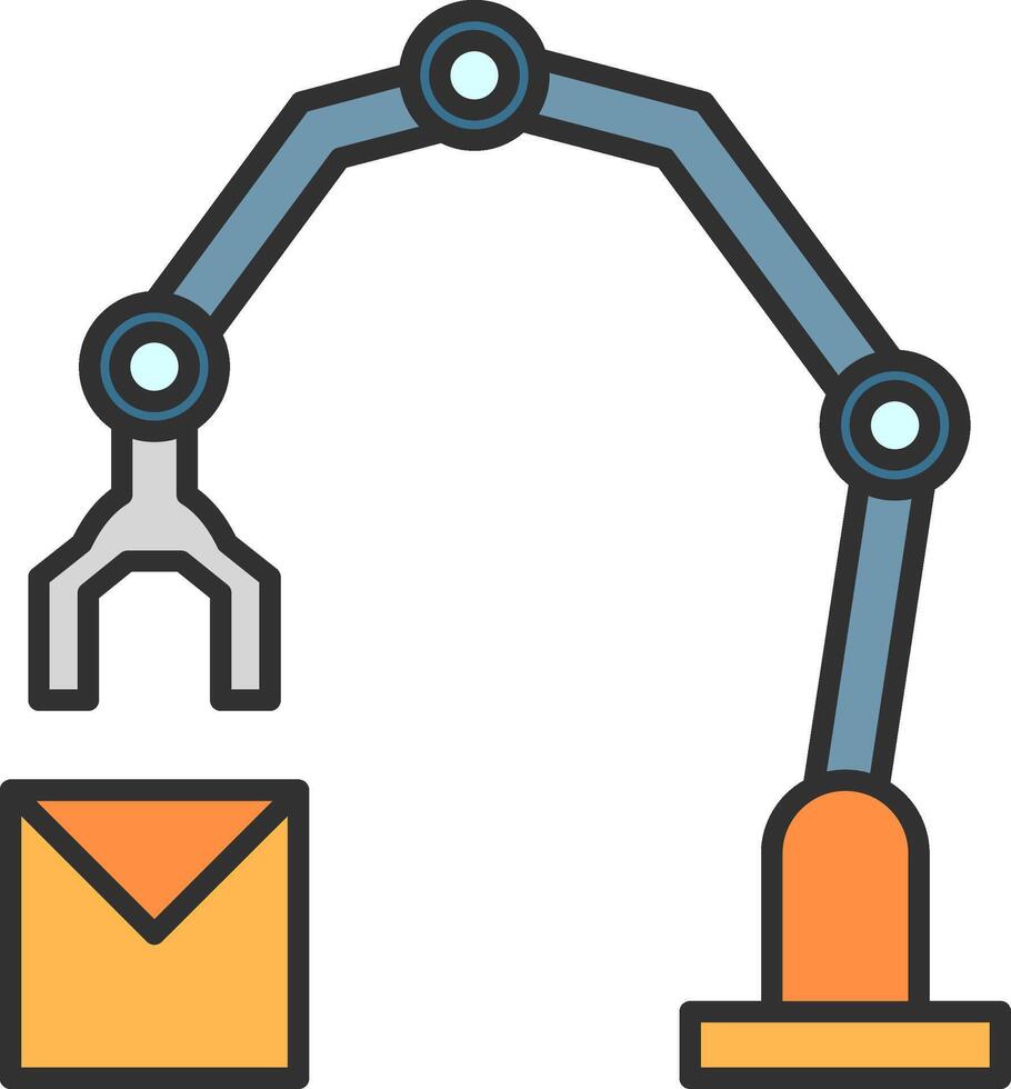Industrial Robot Line Filled Light Icon vector