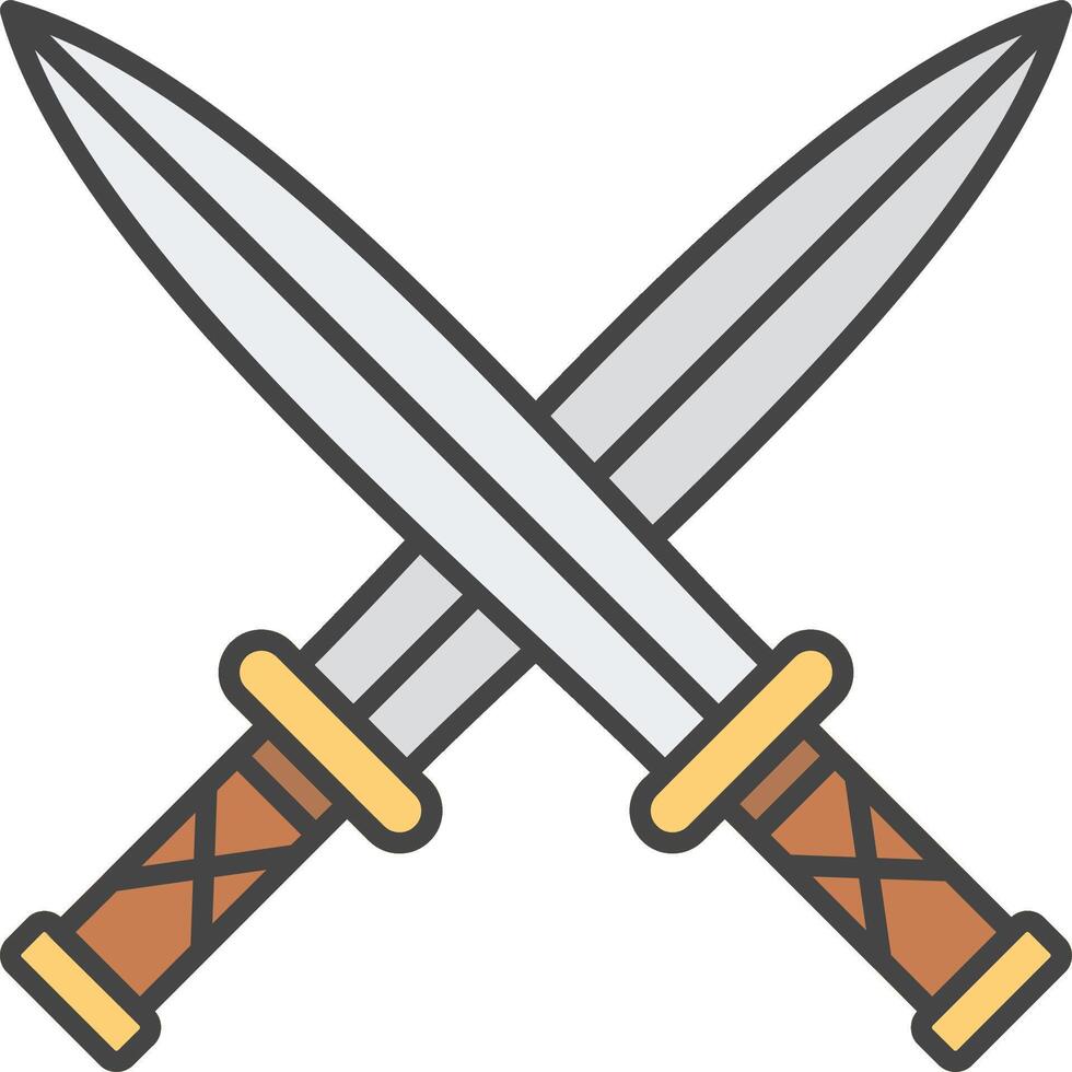 Two Swords Line Filled Light Icon vector