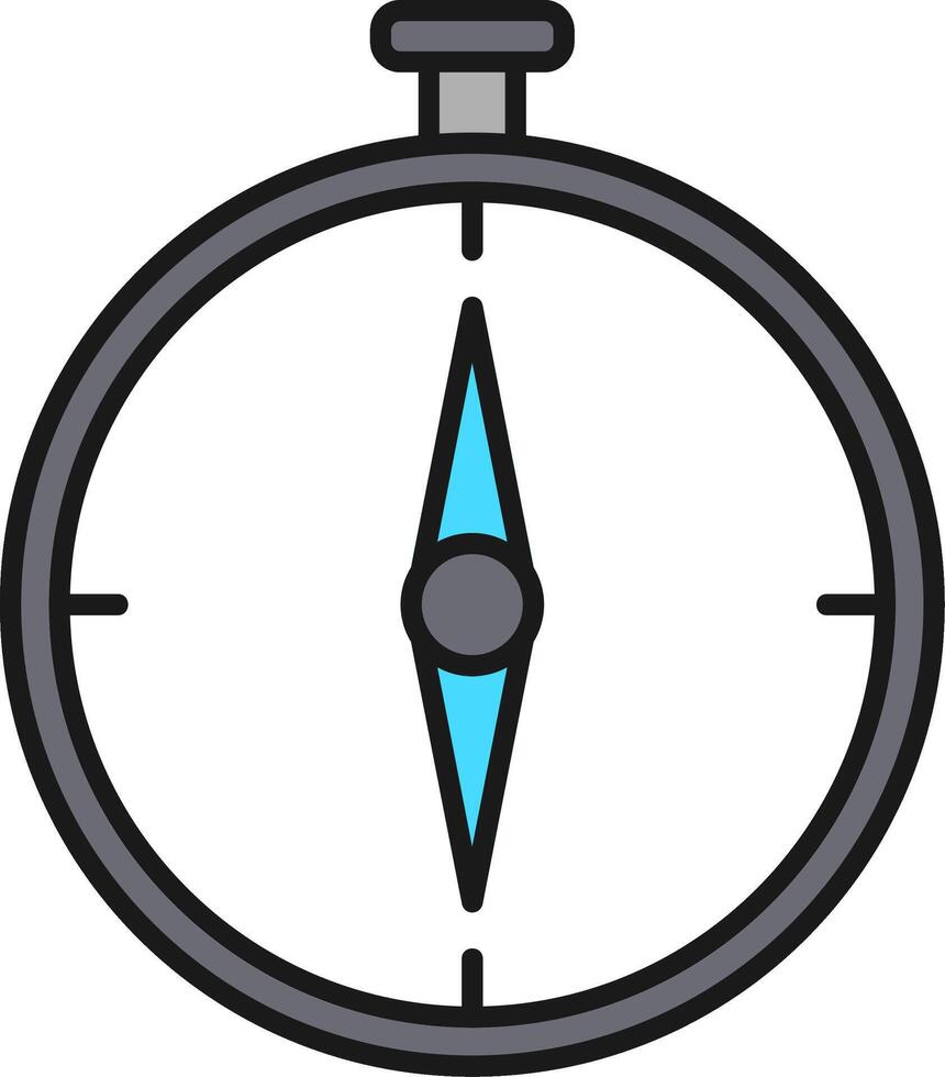 Brújula línea lleno ligero icono vector