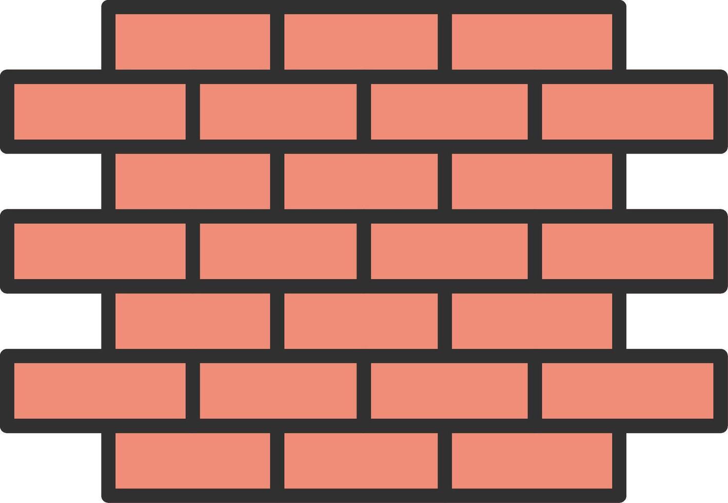 Brick Wall Line Filled Light Icon vector