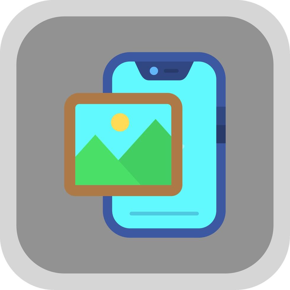 Photos Flat Round Corner Icon vector