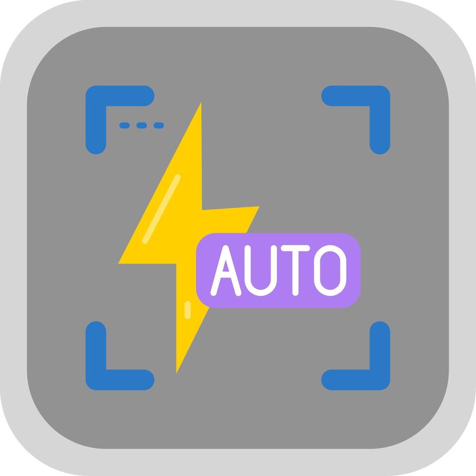 Auto flash Flat Round Corner Icon vector