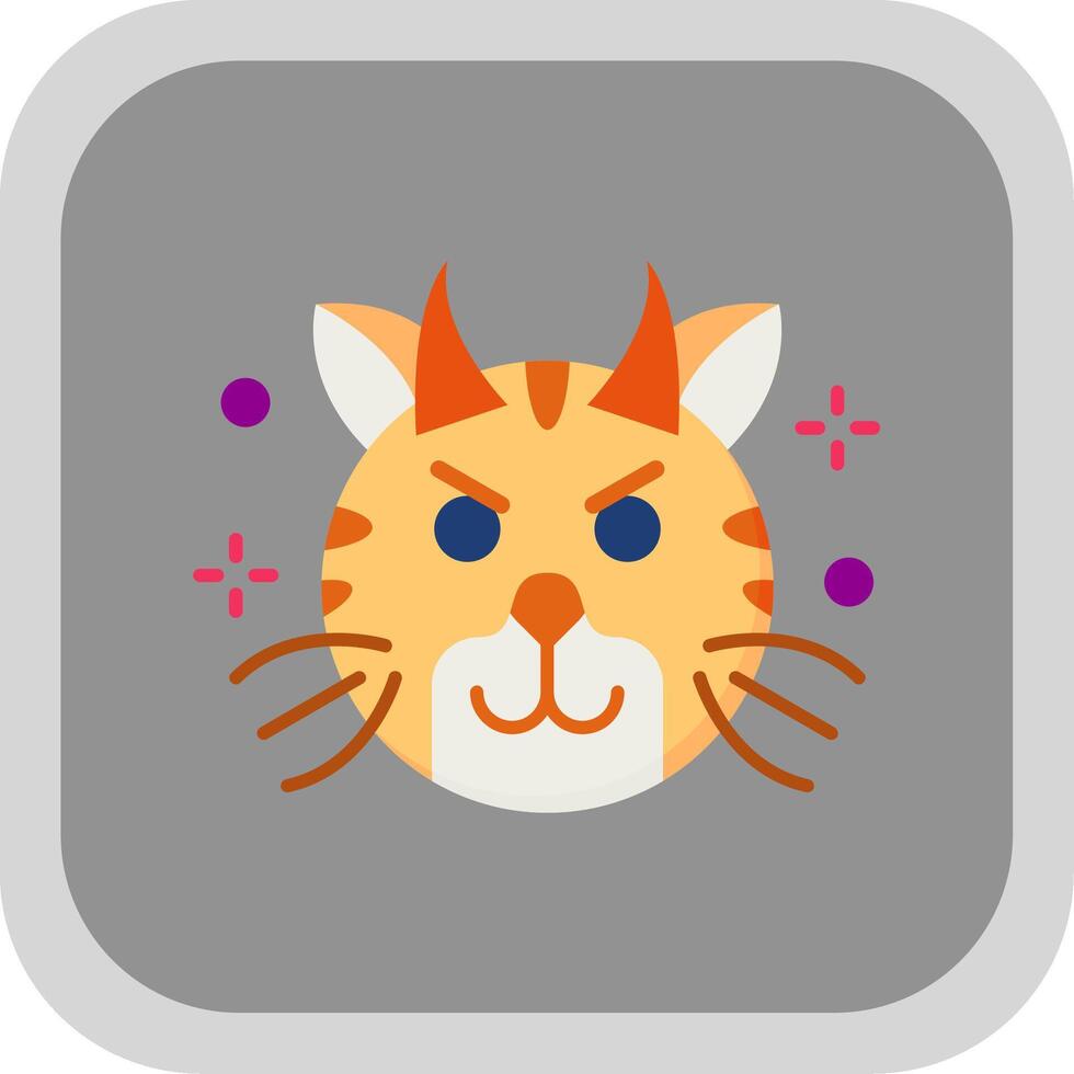 Demon Flat Round Corner Icon vector