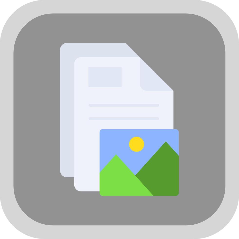 Image Flat Round Corner Icon vector