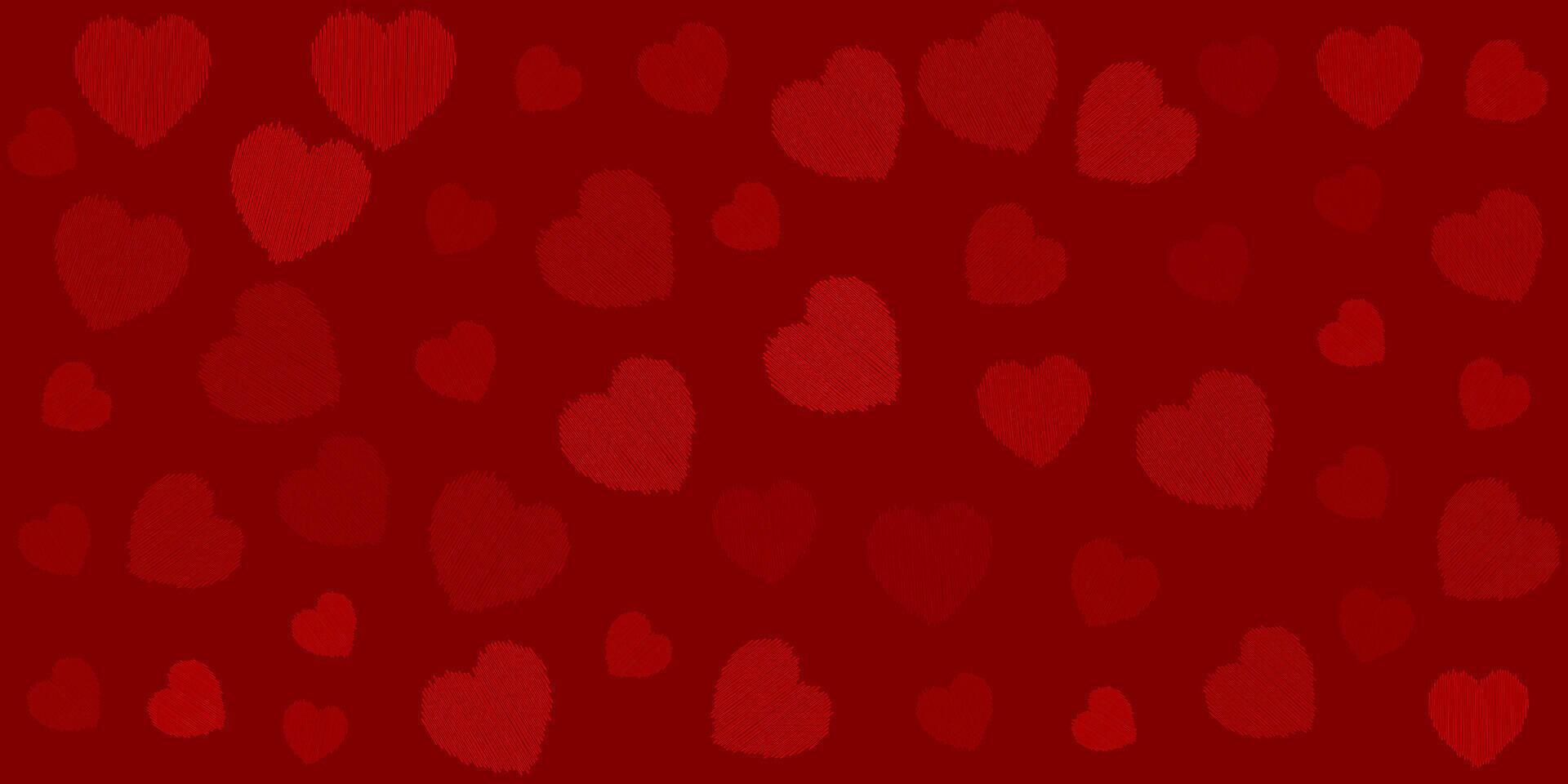 Valentines Day banner with scribbled hearts design vector