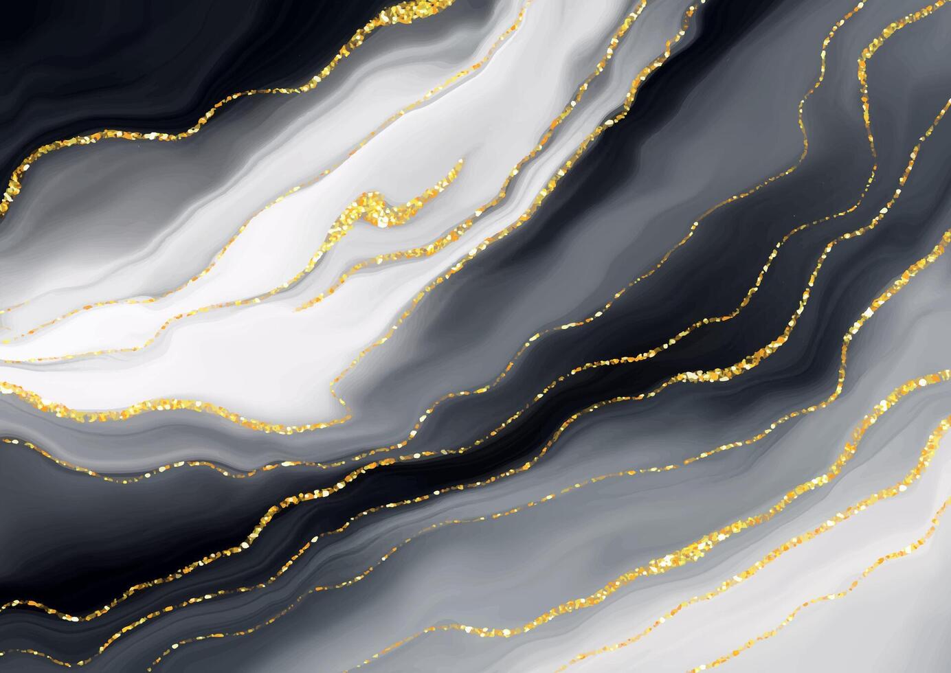 Elegant black grey and gold liquid marble effect background vector