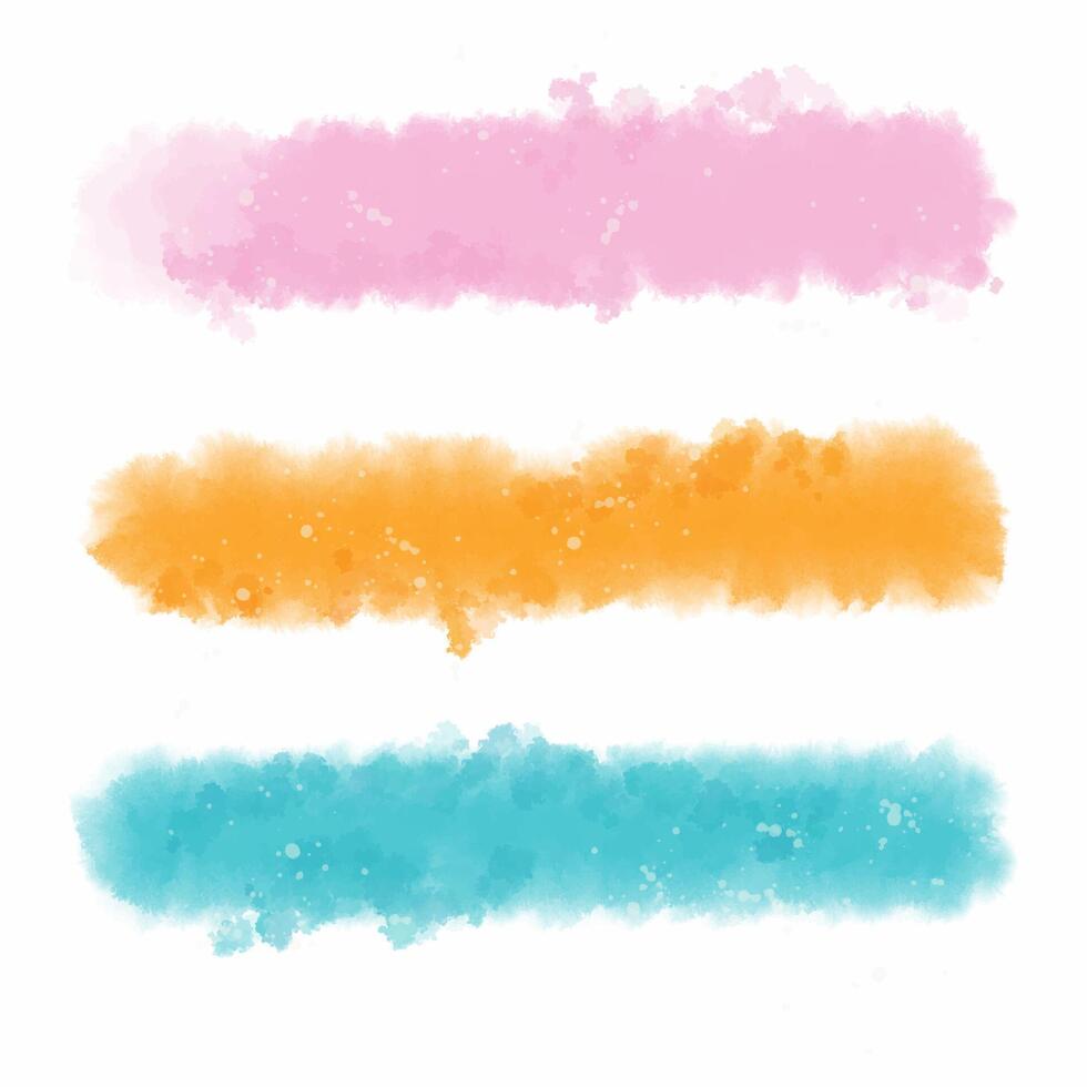 Pastel coloured hand painted watercolour brush strokes vector