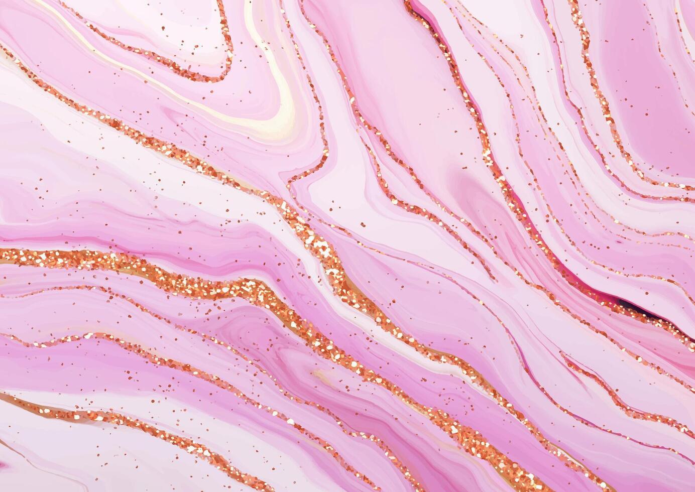 elegant pink liquid marble design with rose gold glitter elements vector