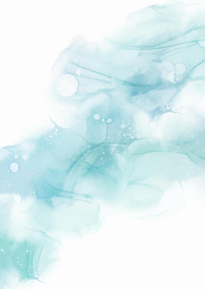 hand painted teal alcohol ink background vector