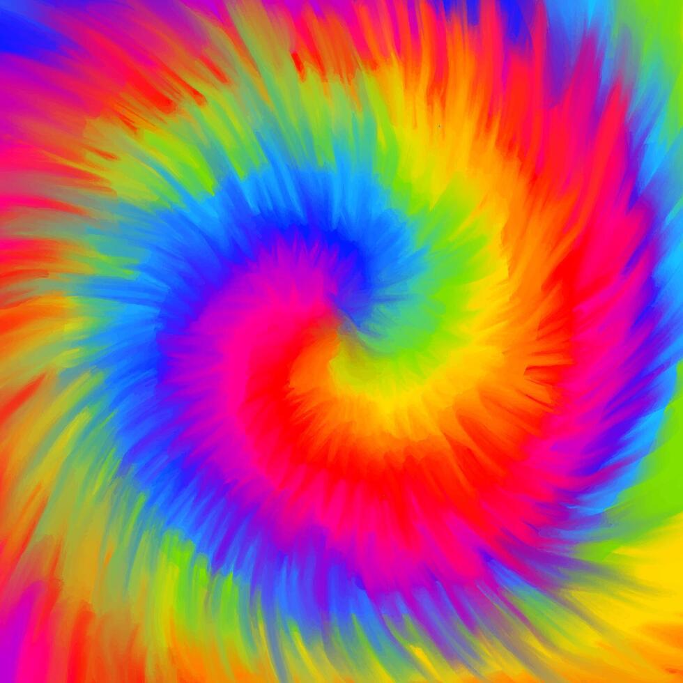 hand painted rainbow coloured swirl tie dye background vector