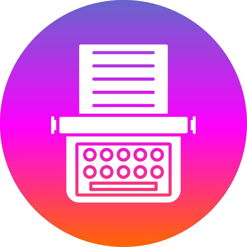 Typewriter Glyph Gradient Circle Icon vector