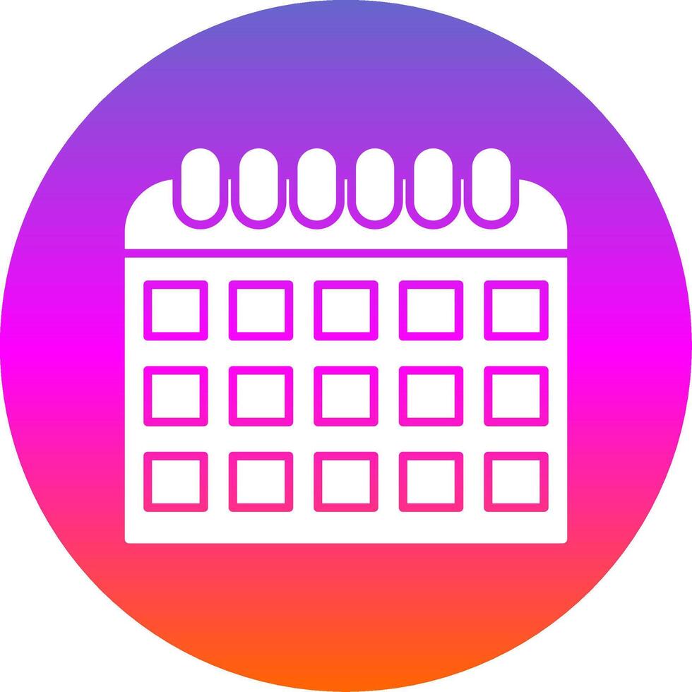 Calendar Glyph Gradient Circle Icon vector