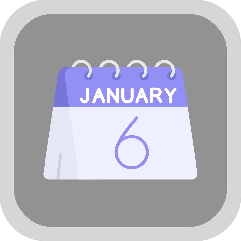 6th of January Flat Round Corner Icon vector