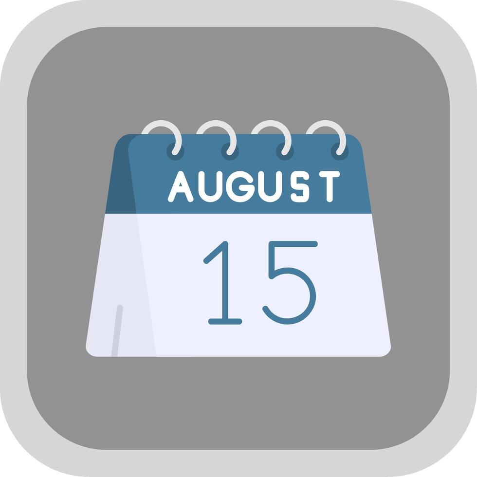 15th of August Flat Round Corner Icon vector