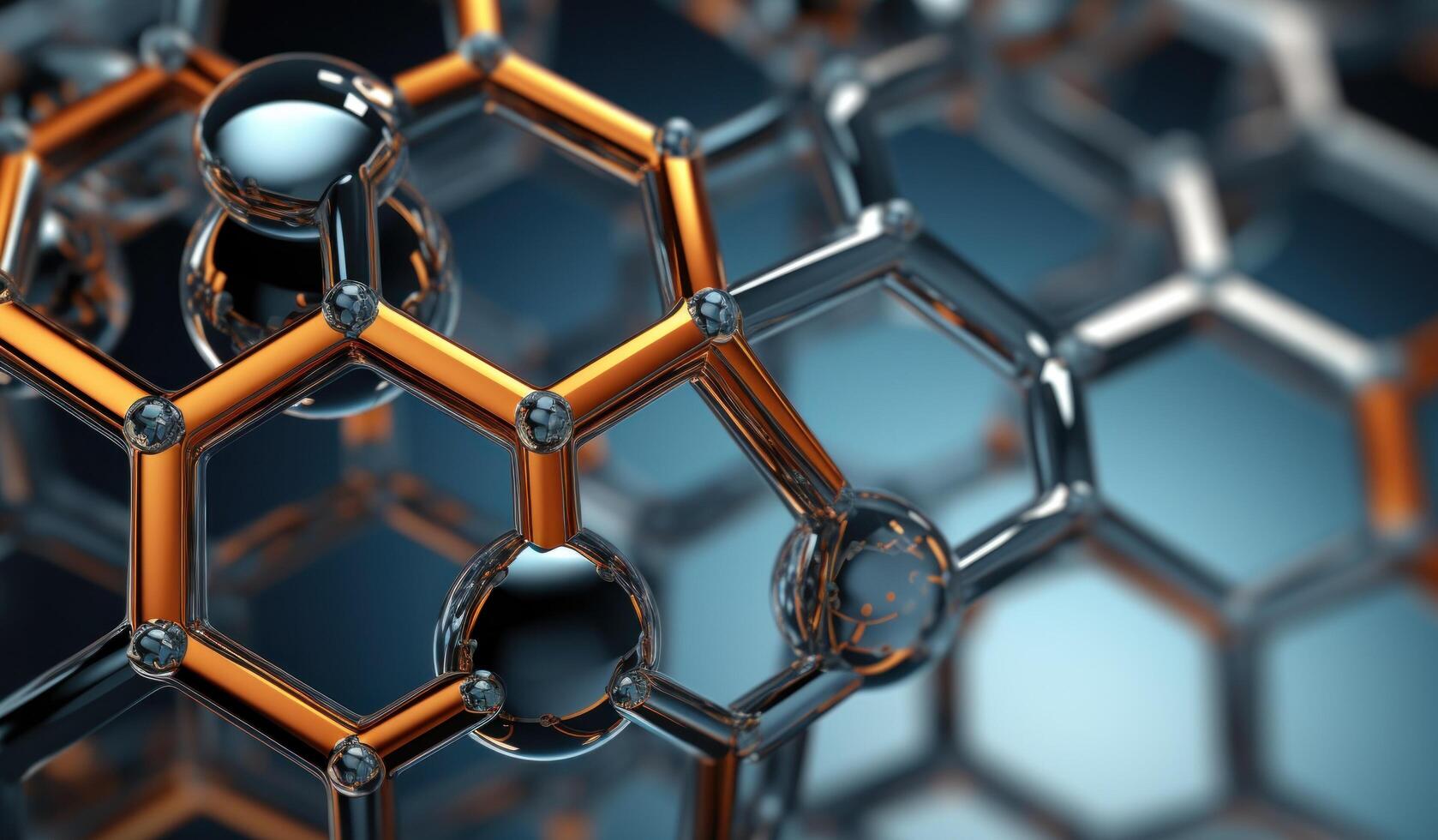 AI generated a model with hexagons and spheres inside. photo