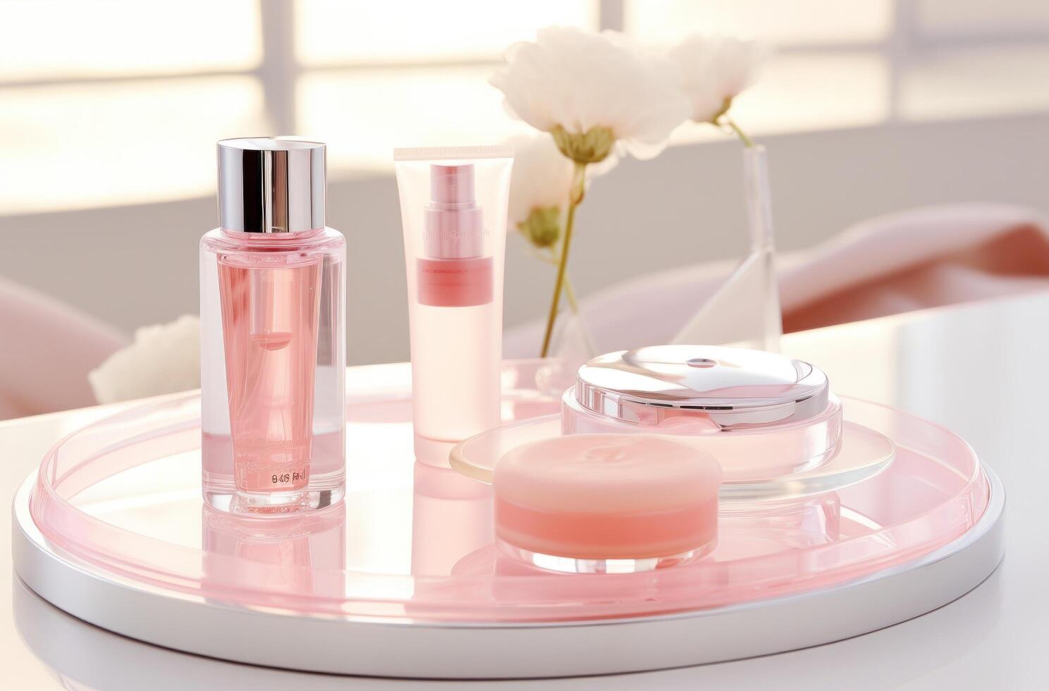 AI generated korean beauty cosmetics product image. photo