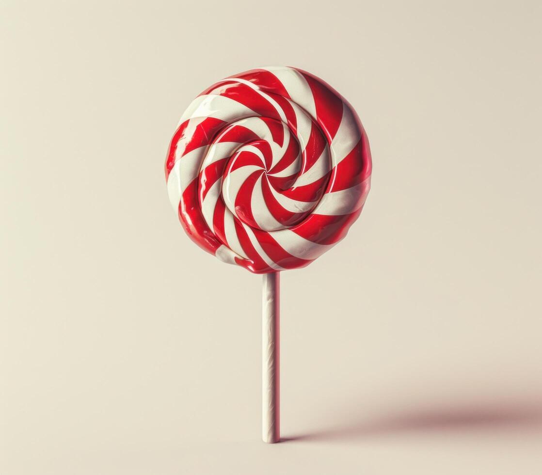 AI generated a red and white cane standing on top of a stick photo