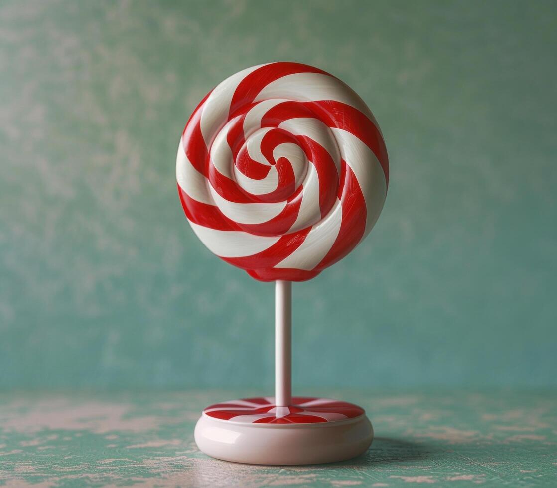 AI generated a red and white lollipop on a stand photo