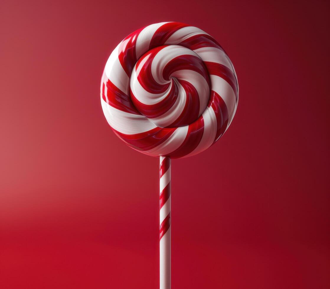 AI generated a red and white cane standing on top of a stick photo