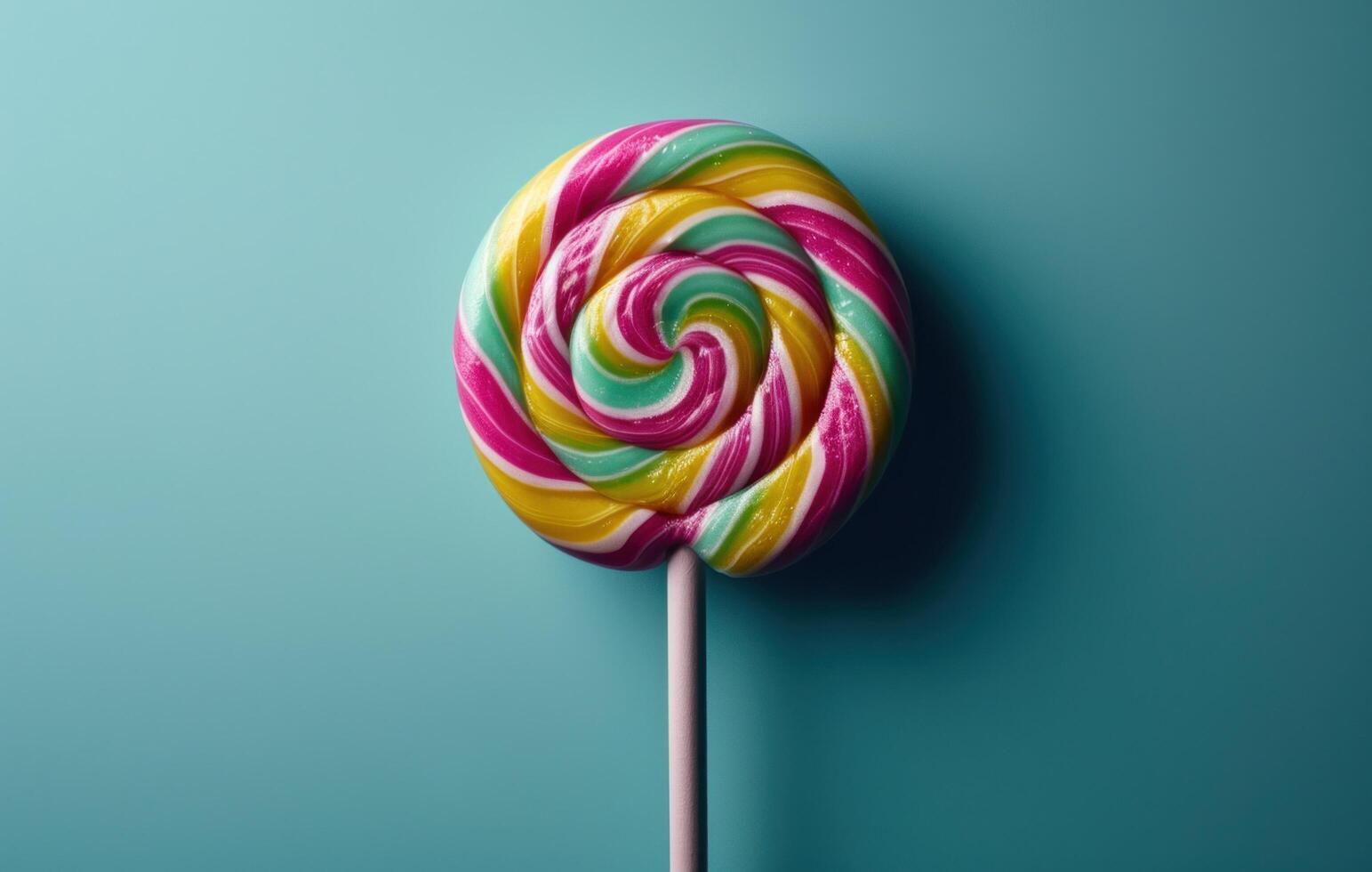 AI generated a colorful liquid lollipop on a blue background photo