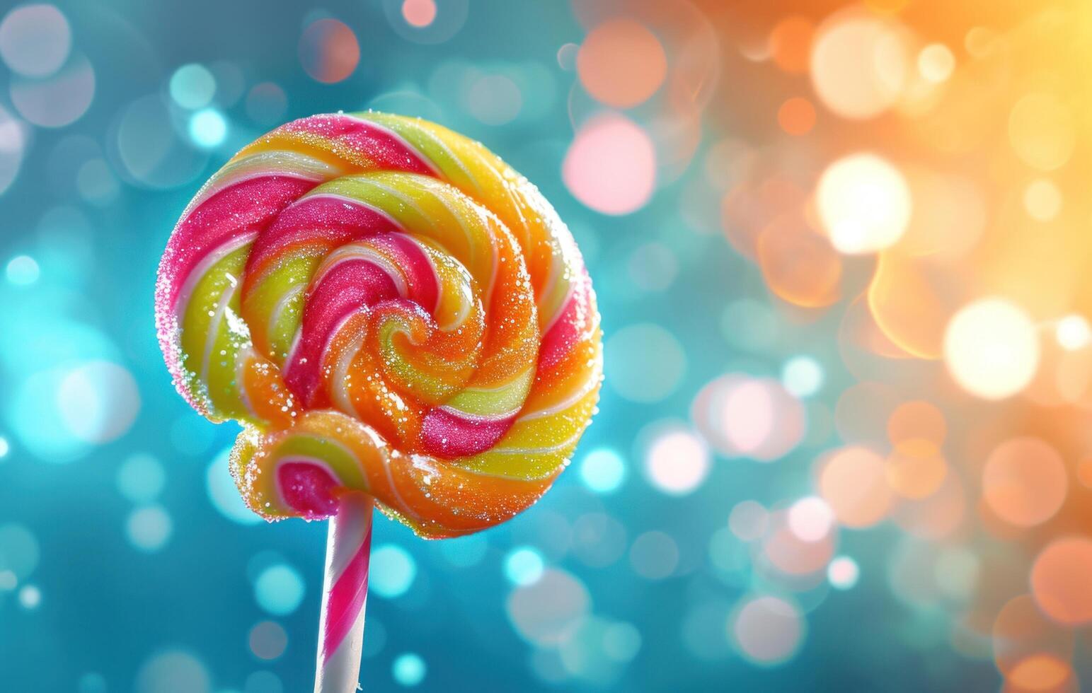 AI generated lollipop with colorful background photo