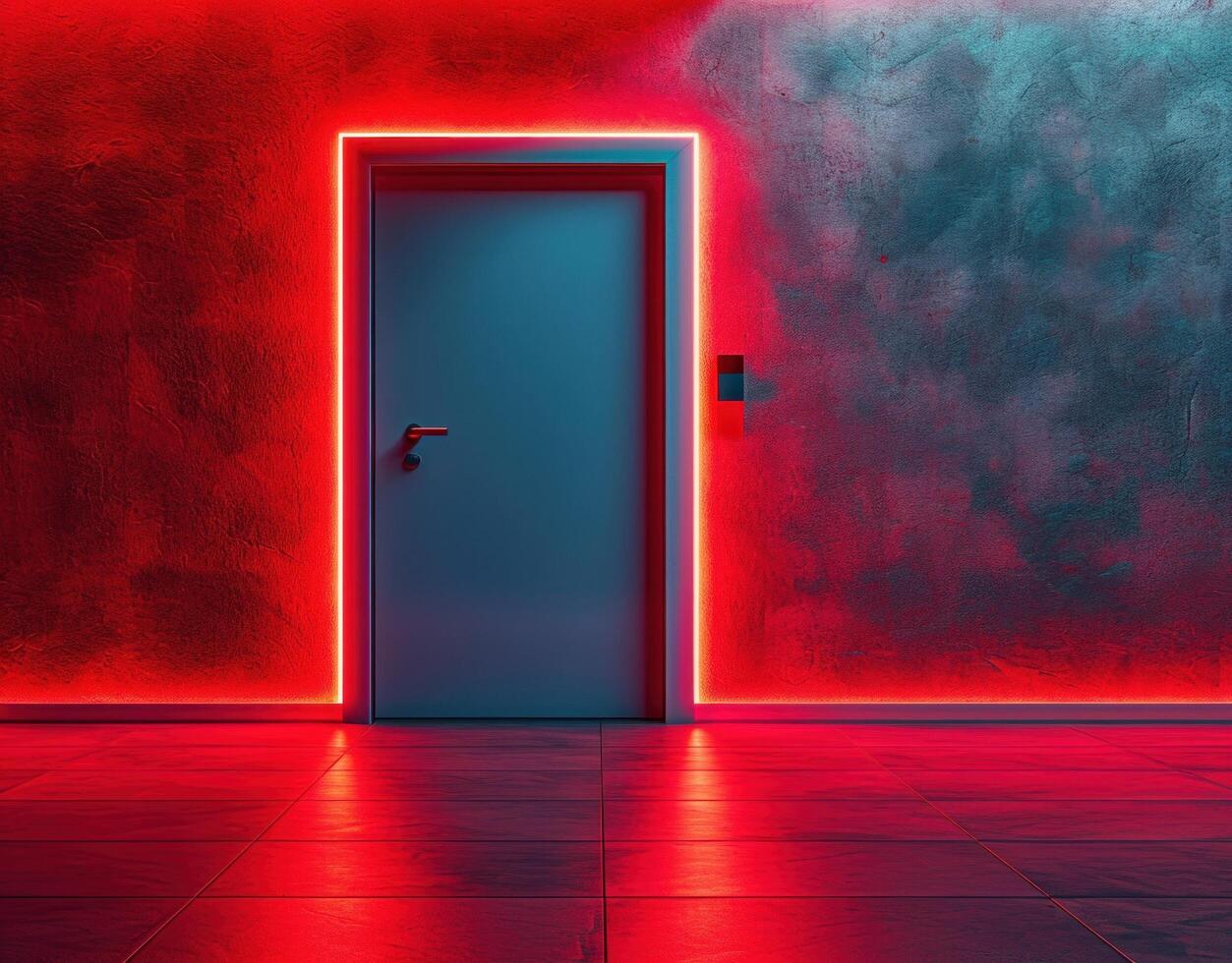 AI generated exit door in an empty room photo