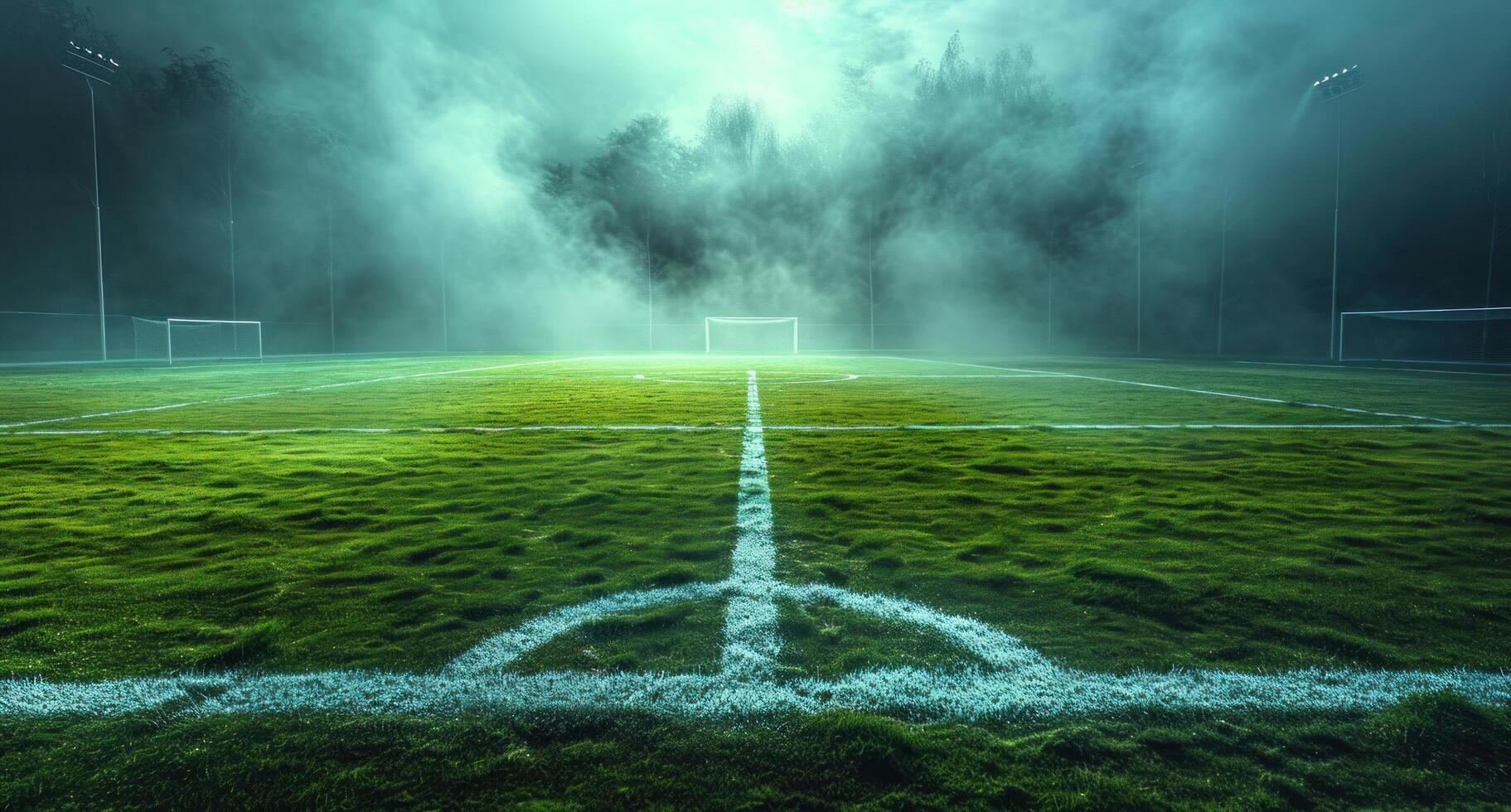 AI generated a soccer field on a dark background photo