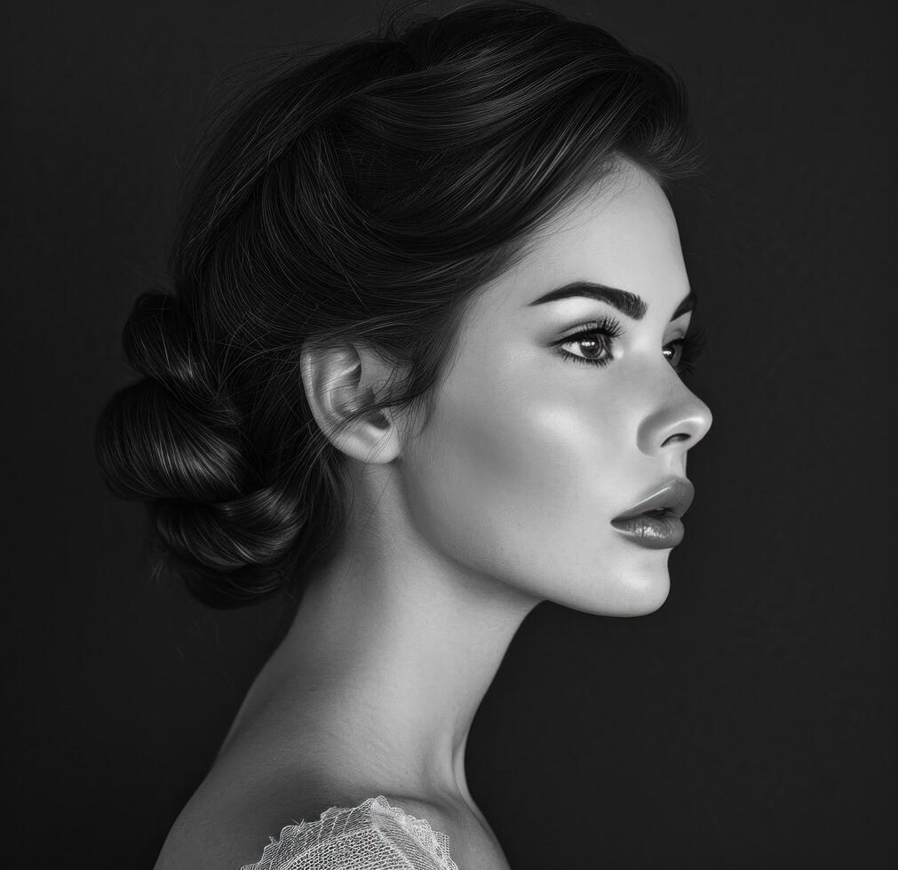 AI generated photograph of young woman with updo photo