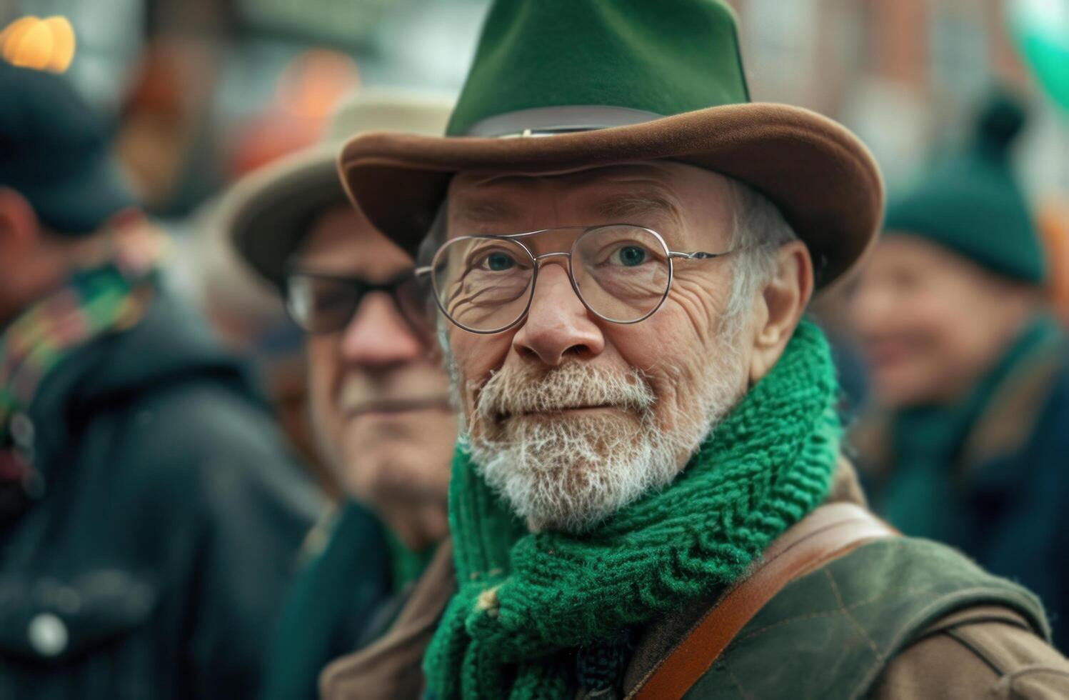 AI generated men in green and brown hats at an st patrick's day party photo