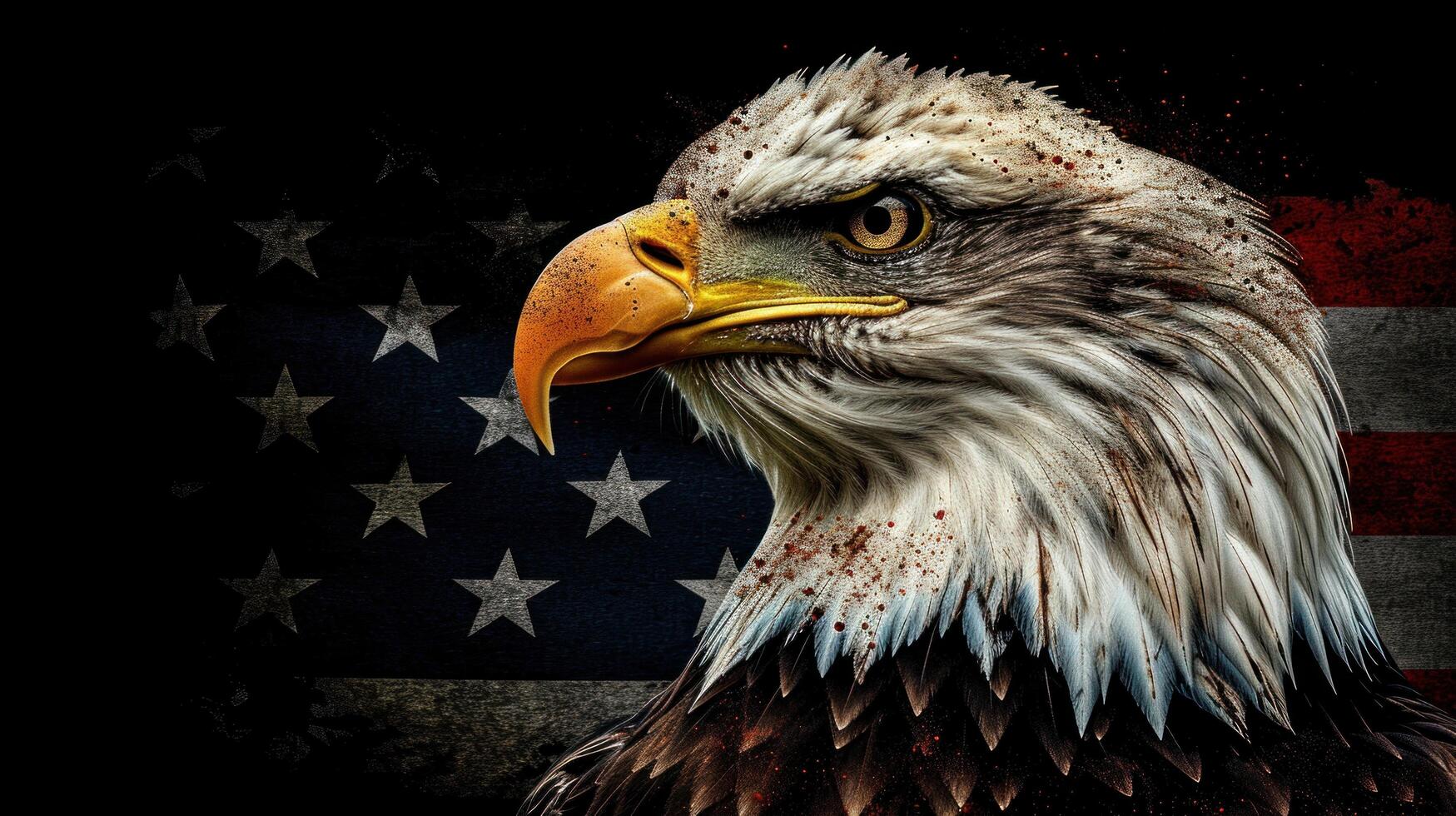 AI generated american bald eagle in the us flag photo