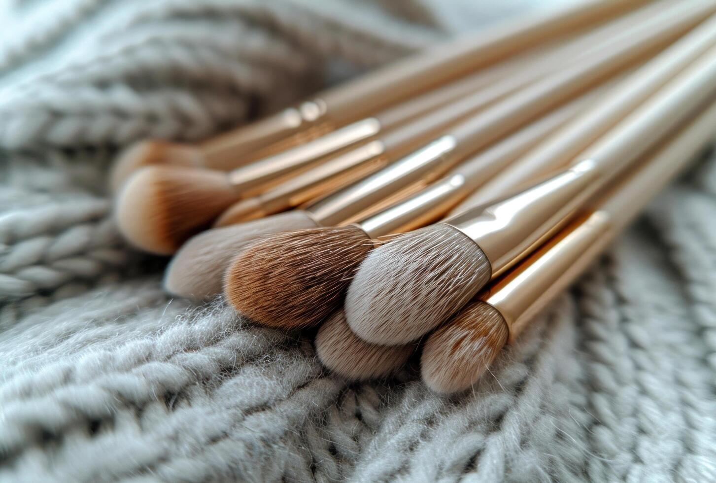 AI generated make up brushes laying on top of a table photo