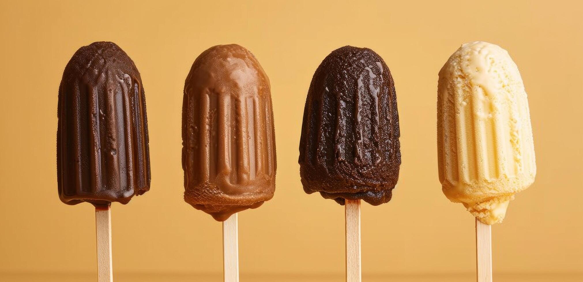 AI generated four lolly pops are on sticks next to each other photo
