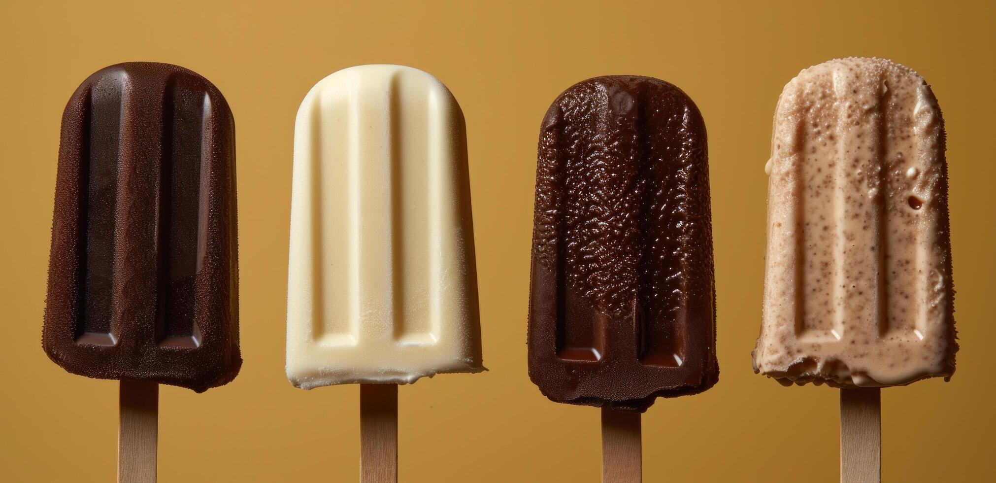 AI generated four lolly pops are on sticks next to each other photo