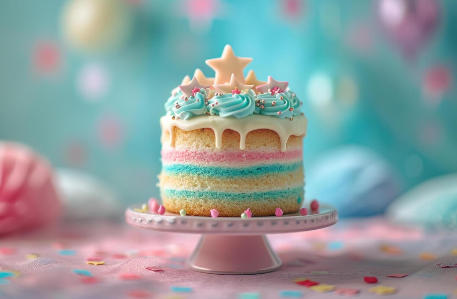 AI generated a small cake on a table with stars and stripes photo