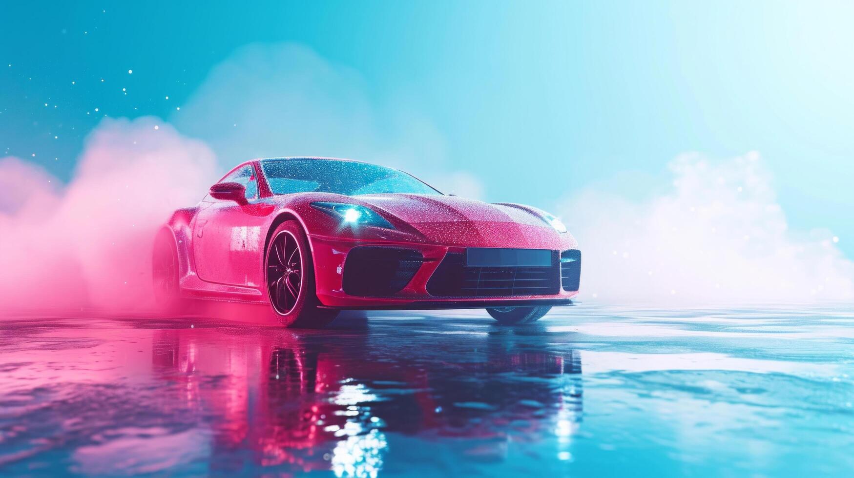AI generated minimalist advertisment background with luxury car and copy space photo