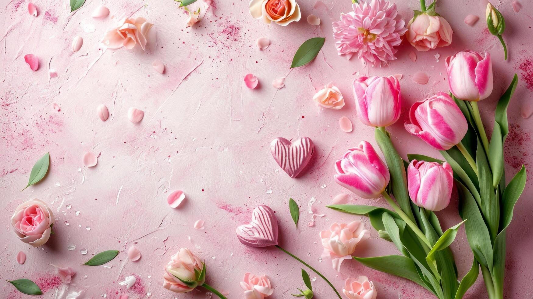 AI generated Mother's day party background with copy space photo