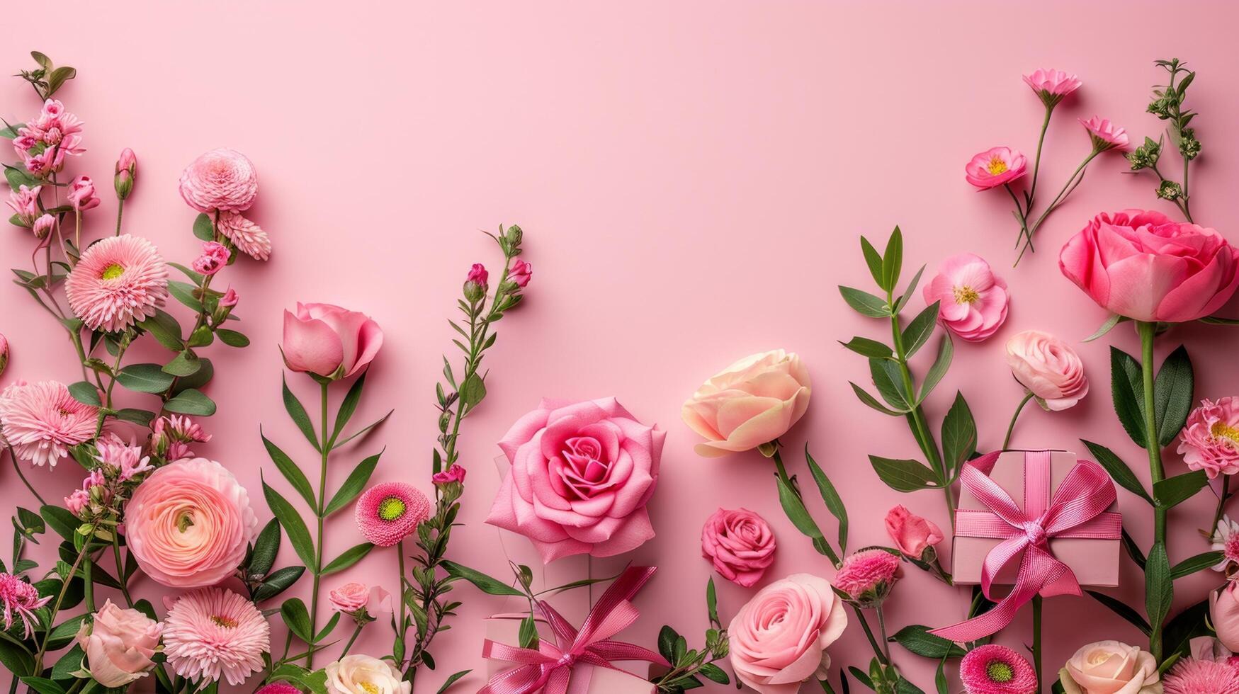 AI generated Mother's day party background with copy space photo