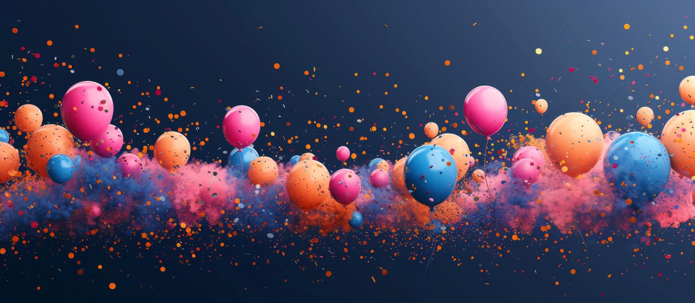 AI generated colorful balloons on a dark background photo