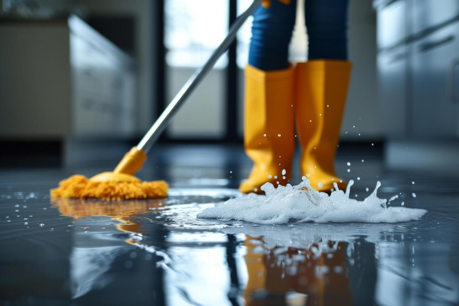 AI generated Professional home cleaning transforms spaces into radiant, sanitized sanctuaries, elevating domestic bliss photo