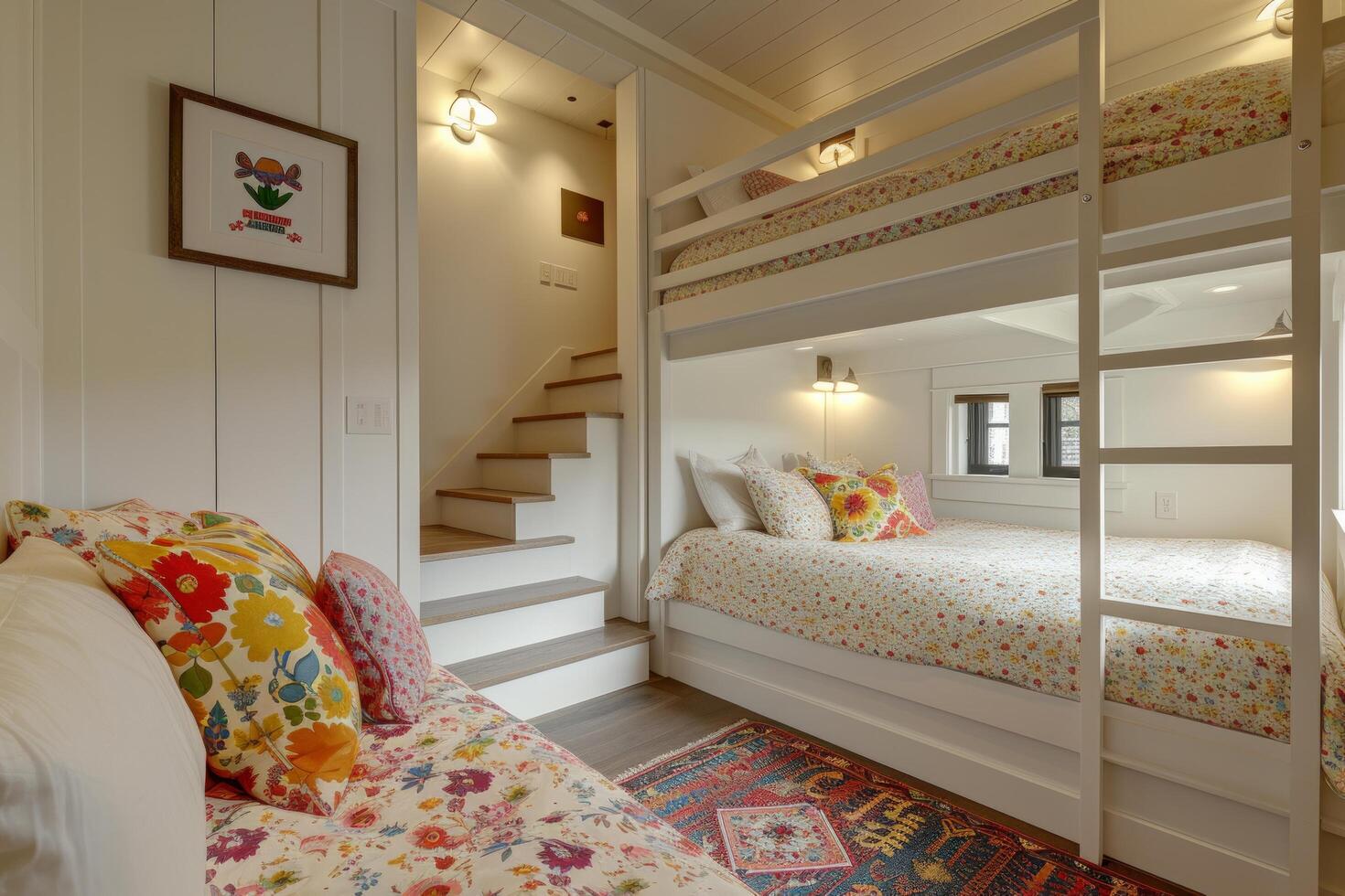 AI generated Youthful Elegance. Modern design harmoniously combined with childlike whimsy for a charming ambiance photo
