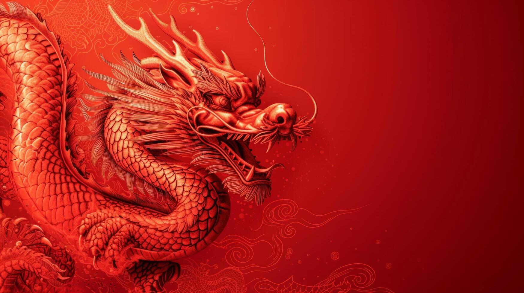 AI generated minimalist vivid advertisment background with Chinese dragon and copy space photo