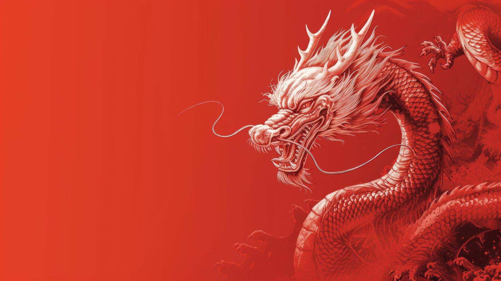 AI generated minimalist vivid advertisment background with Chinese dragon and copy space photo