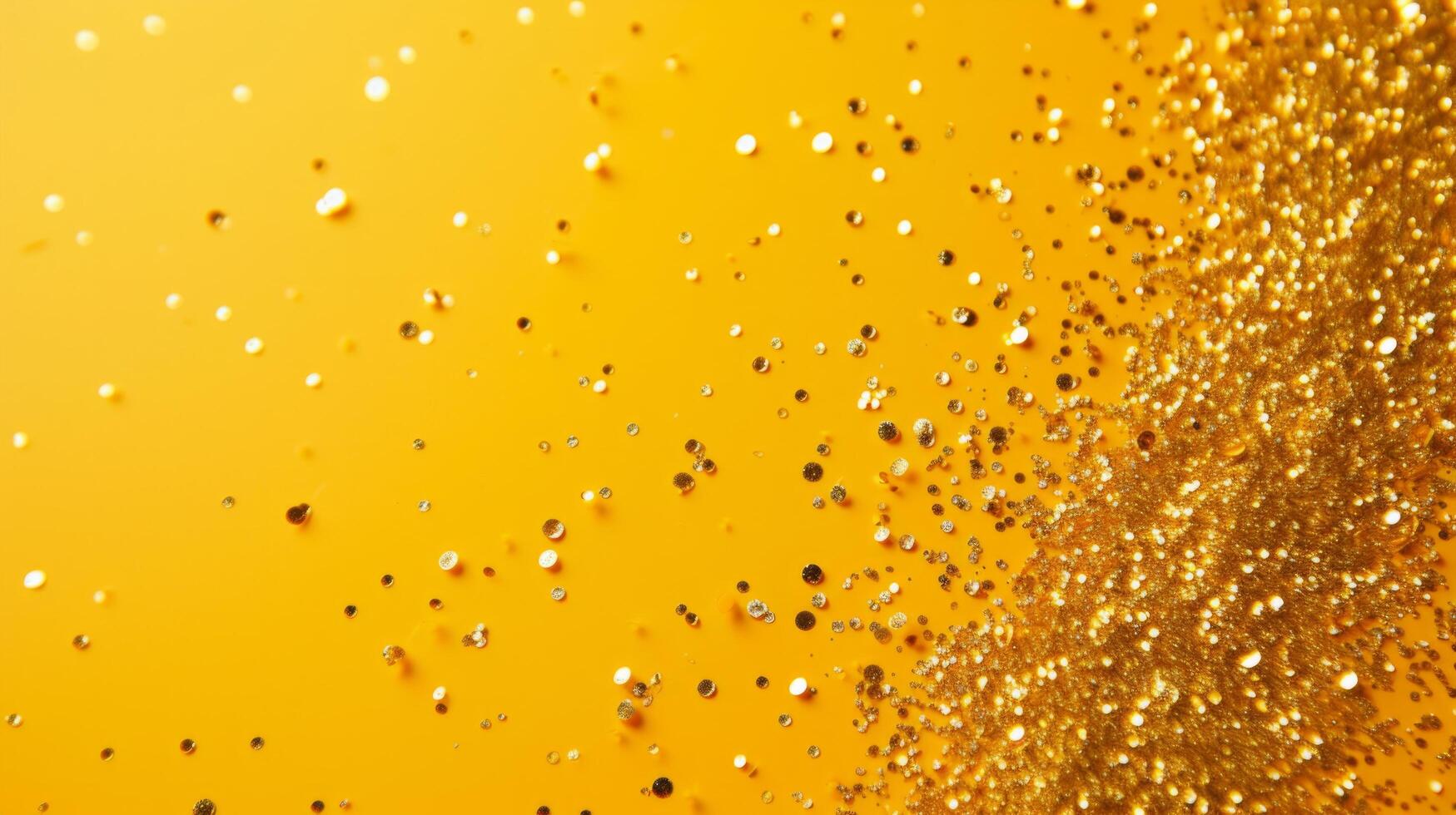 AI generated minimalist vivid advertisment background with little golden confetti and copy space photo