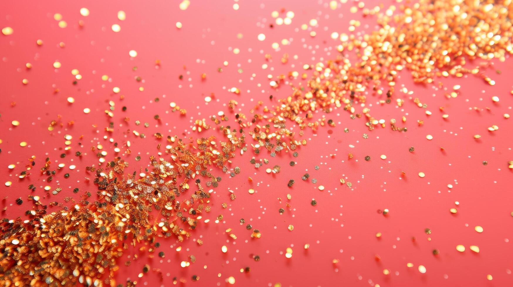 AI generated minimalist vivid advertisment background with little golden confetti and copy space photo