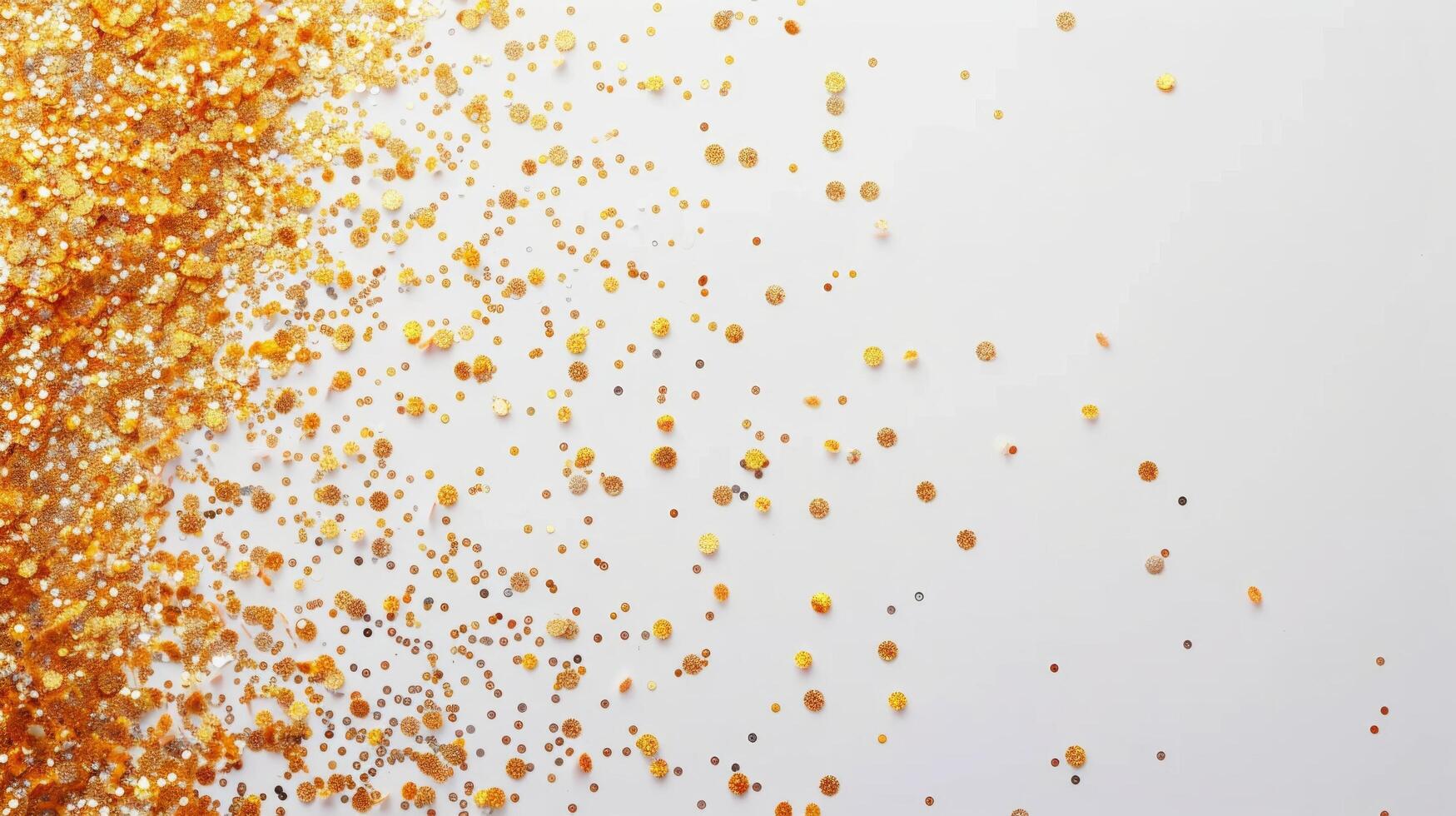 AI generated minimalist vivid advertisment background with little golden confetti and copy space photo