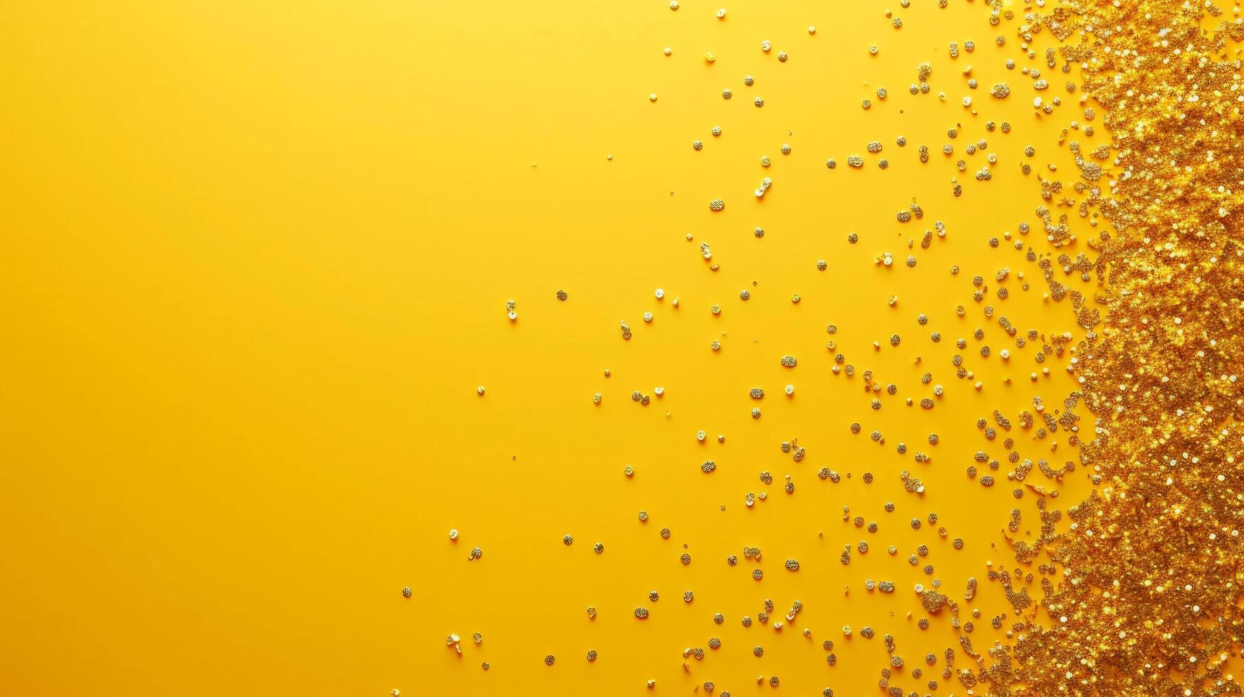 AI generated minimalist vivid advertisment background with little golden confetti and copy space photo