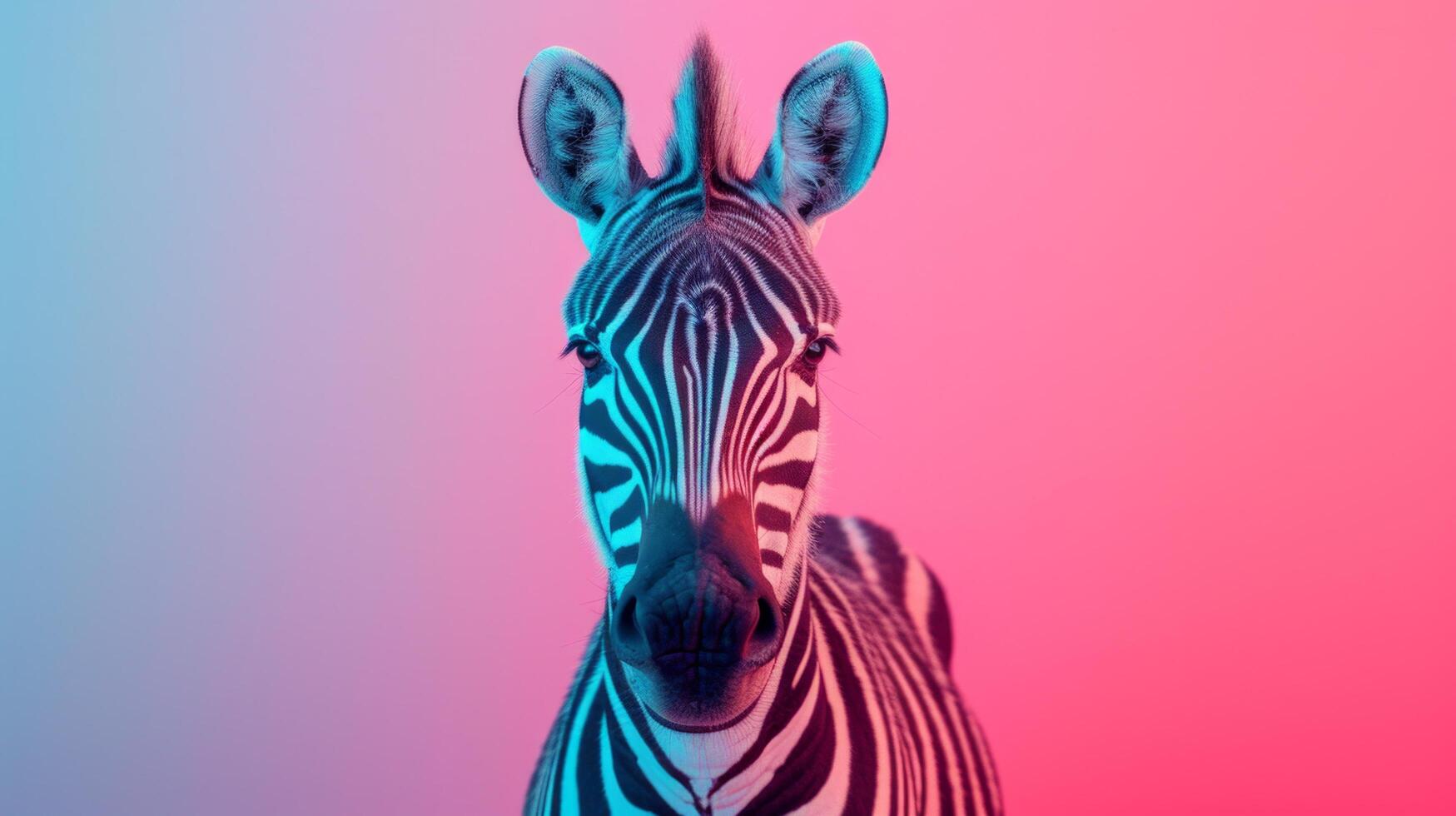 AI generated minimalist vivid advertisment background with zebra and copy space photo